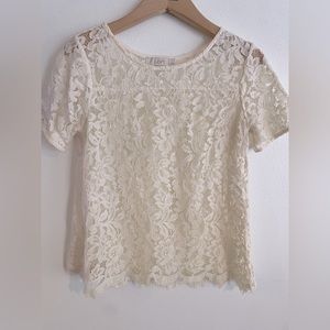 Loft , off white top, short sleeve , size small
